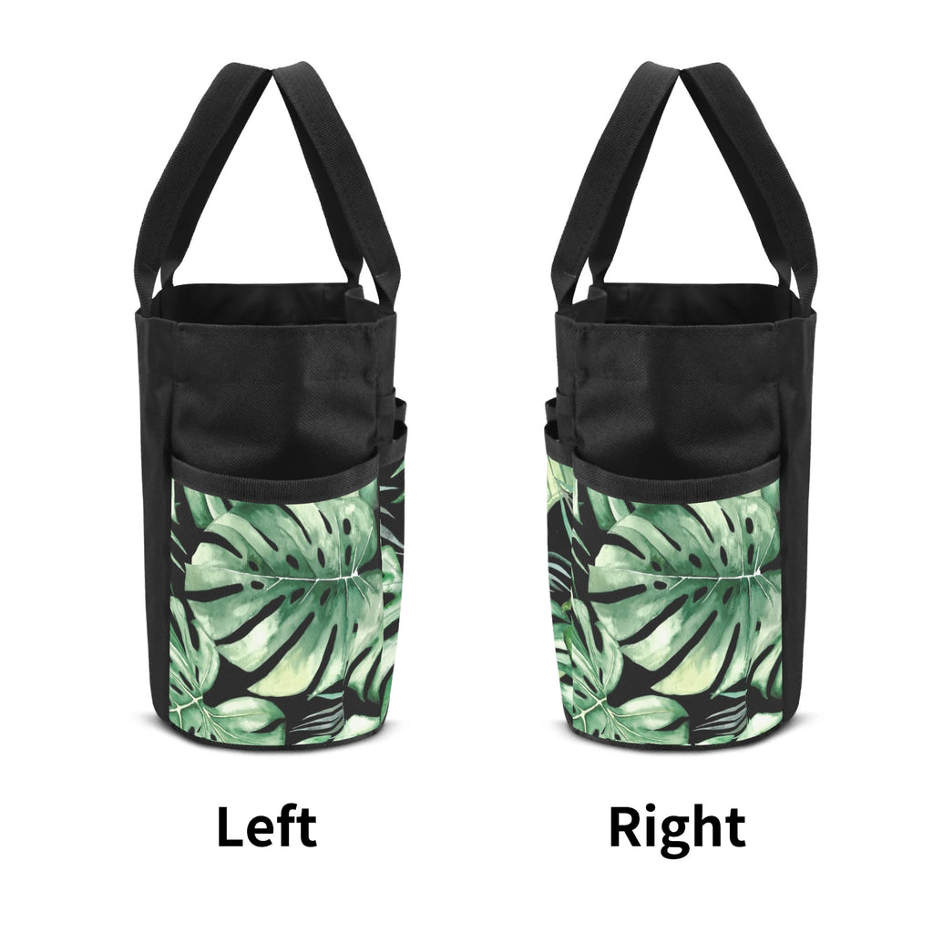 Jungle Leaves Garden Tool Bag, Personalised Multi Pocket Tote, Duty Tool Caddy Multifunction Gardening Tool Bag Printed Offshore