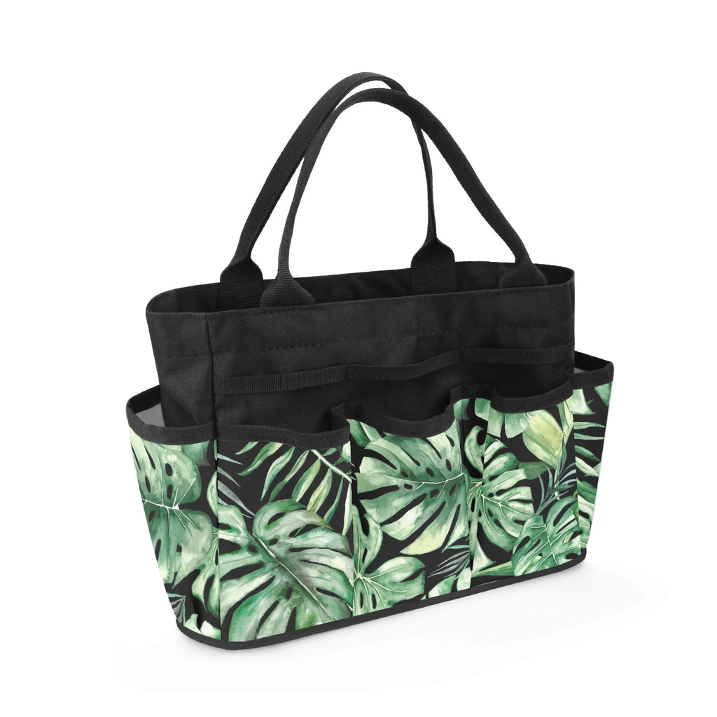 Jungle Leaves Garden Tool Bag, Personalised Multi Pocket Tote, Duty Tool Caddy Multifunction Gardening Tool Bag Printed Offshore