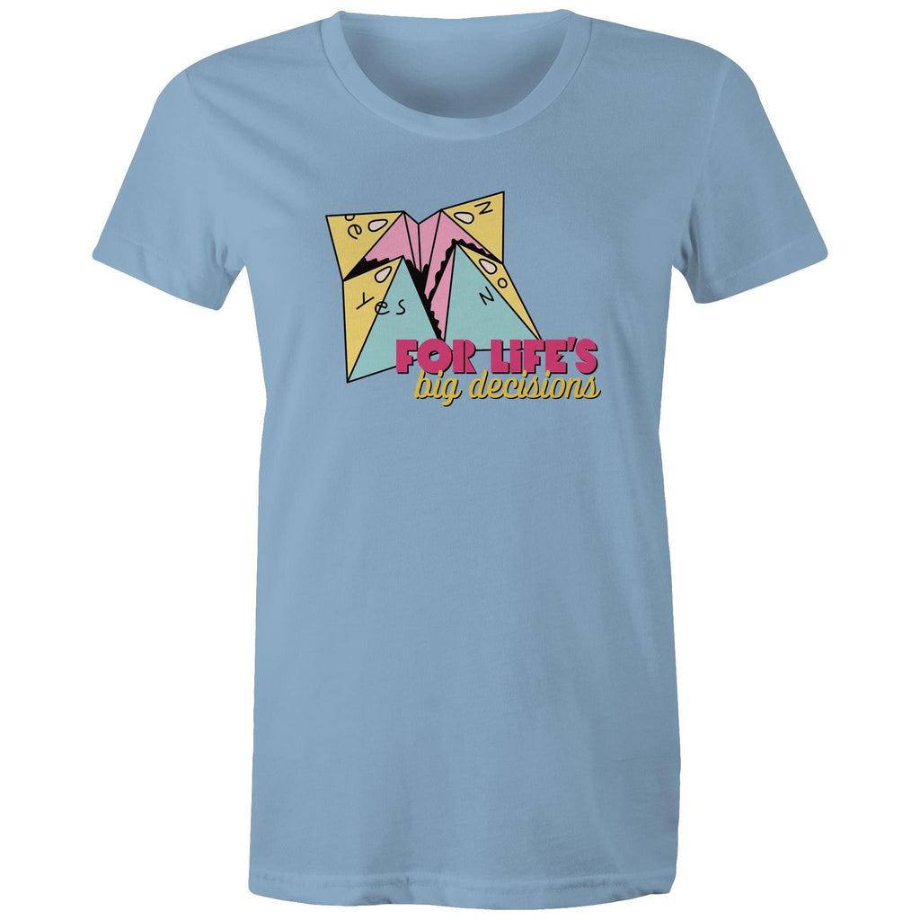 For Life's Big Decisions - Womens T-shirt Carolina Blue Womens T-shirt Games Printed In Australia