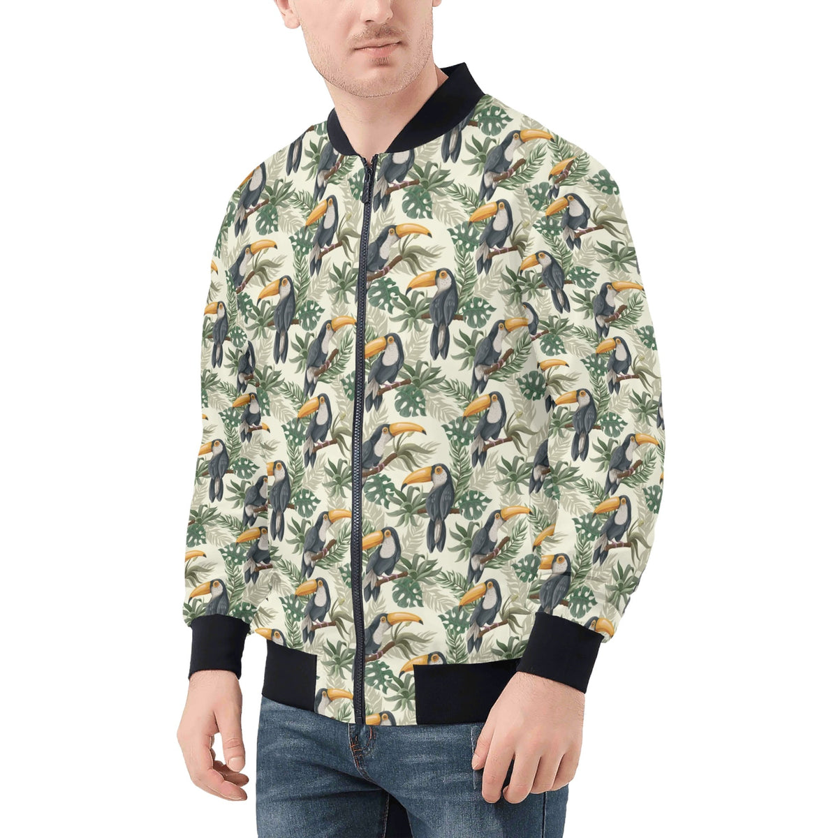 Toucan Jungle Men's Zip Up Bomber Jacket Mens Zip Up Bomber Jacket Printed Offshore