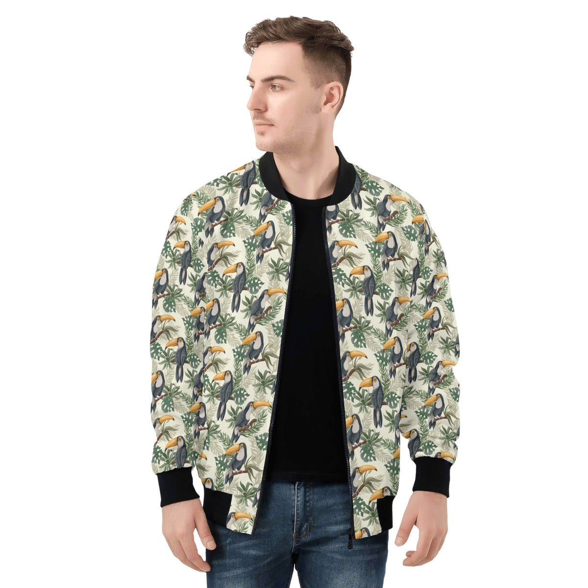 Toucan Jungle Men's Zip Up Bomber Jacket Mens Zip Up Bomber Jacket Printed Offshore