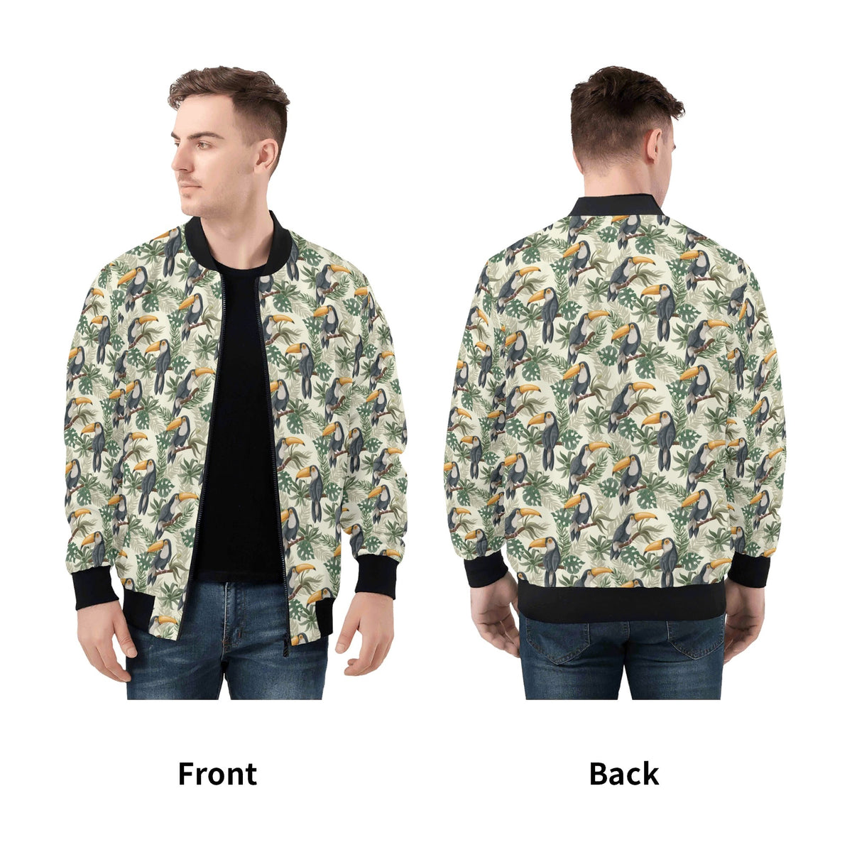 Toucan Jungle Men's Zip Up Bomber Jacket Mens Zip Up Bomber Jacket Printed Offshore