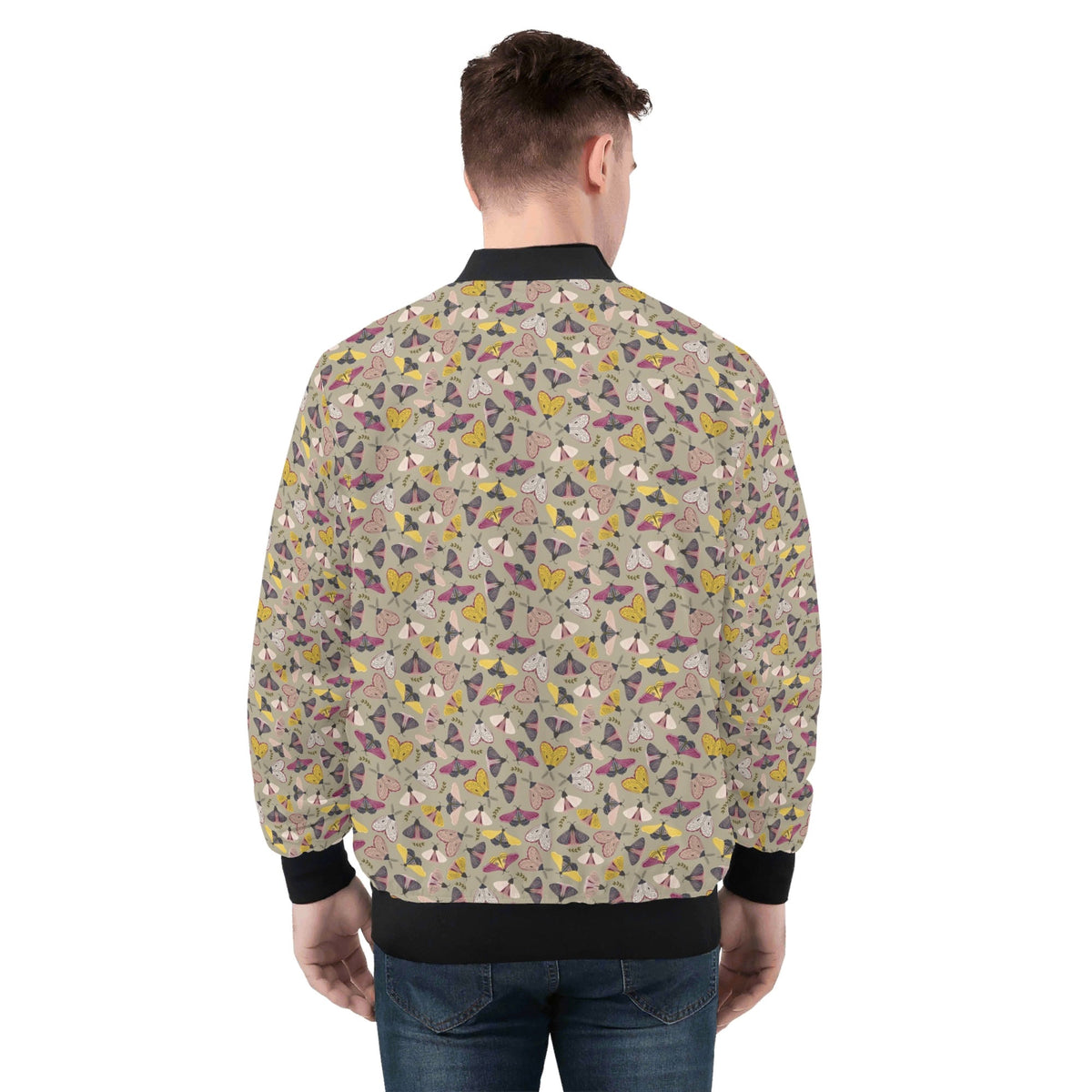 Pretty Moths Men's Zip Up Bomber Jacket Mens Zip Up Bomber Jacket Printed Offshore