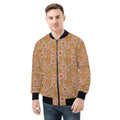 Orange Retro Floral Men's Zip Up Bomber Jacket 4XL Mens Zip Up Bomber Jacket Printed Offshore