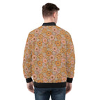 Orange Retro Floral Men's Zip Up Bomber Jacket Mens Zip Up Bomber Jacket Printed Offshore