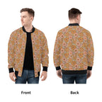 Orange Retro Floral Men's Zip Up Bomber Jacket Mens Zip Up Bomber Jacket Printed Offshore