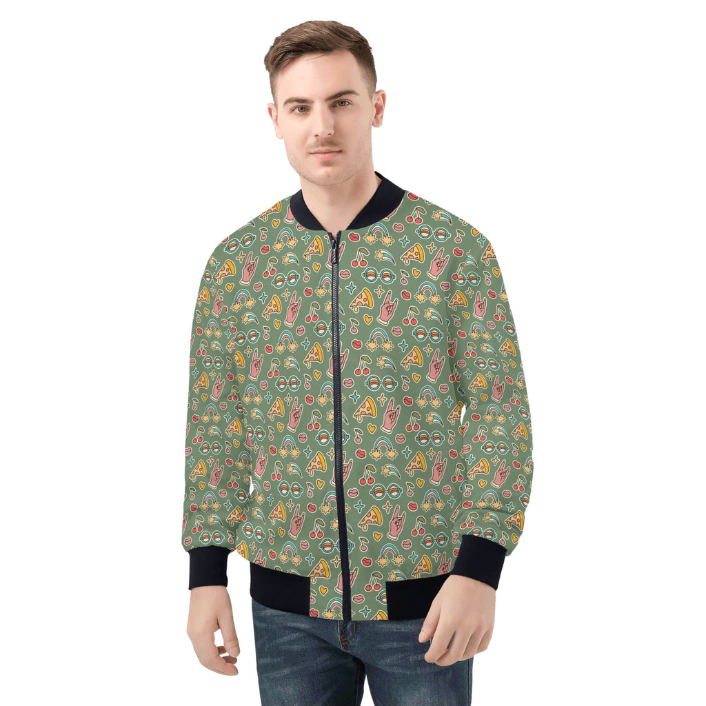 Groovy Retro Mens Zip Up Bomber Jacket 4XL Mens Zip Up Bomber Jacket Printed Offshore