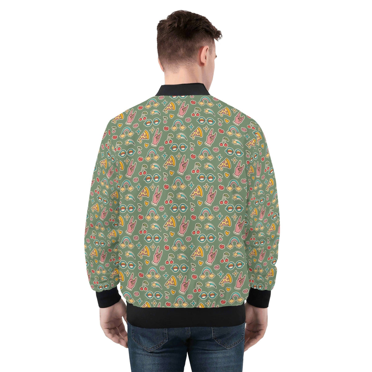 Groovy Retro Mens Zip Up Bomber Jacket Mens Zip Up Bomber Jacket Printed Offshore