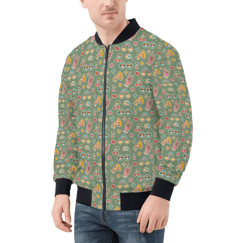 Groovy Retro Mens Zip Up Bomber Jacket Mens Zip Up Bomber Jacket Printed Offshore