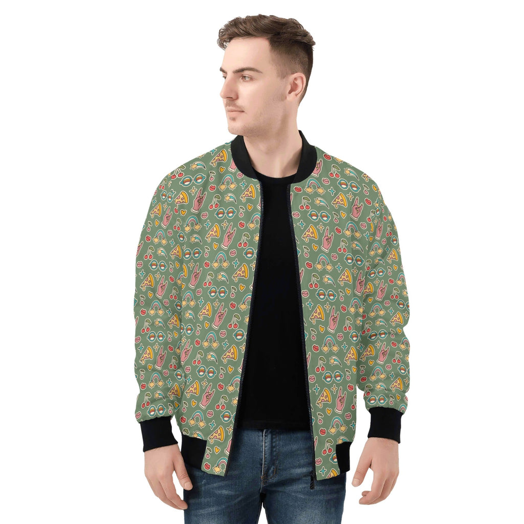 Groovy Retro Mens Zip Up Bomber Jacket Mens Zip Up Bomber Jacket Printed Offshore