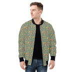 Groovy Retro Mens Zip Up Bomber Jacket Mens Zip Up Bomber Jacket Printed Offshore