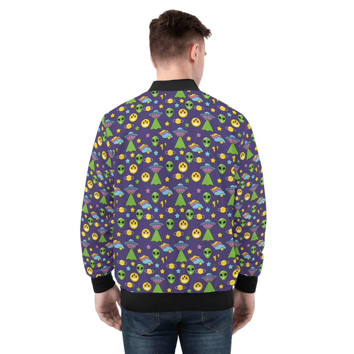 Groovy Alien Mens Zip Up Bomber Jacket Mens Zip Up Bomber Jacket Printed Offshore