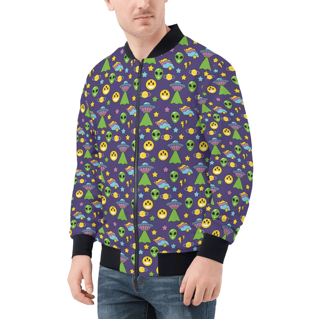 Groovy Alien Mens Zip Up Bomber Jacket Mens Zip Up Bomber Jacket Printed Offshore