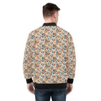 Whimsical Leaf Swirl Mens Zip Up Bomber Jacket Mens Zip Up Bomber Jacket Printed Offshore