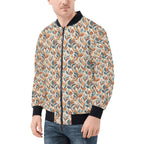Whimsical Leaf Swirl Mens Zip Up Bomber Jacket Mens Zip Up Bomber Jacket Printed Offshore
