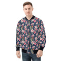 Dark Hawaiian Floral Mens Zip Up Bomber Jacket 4XL Mens Zip Up Bomber Jacket Printed Offshore