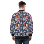 Dark Hawaiian Floral Mens Zip Up Bomber Jacket Mens Zip Up Bomber Jacket Printed Offshore