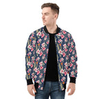 Dark Hawaiian Floral Mens Zip Up Bomber Jacket Mens Zip Up Bomber Jacket Printed Offshore
