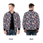 Dark Hawaiian Floral Mens Zip Up Bomber Jacket Mens Zip Up Bomber Jacket Printed Offshore