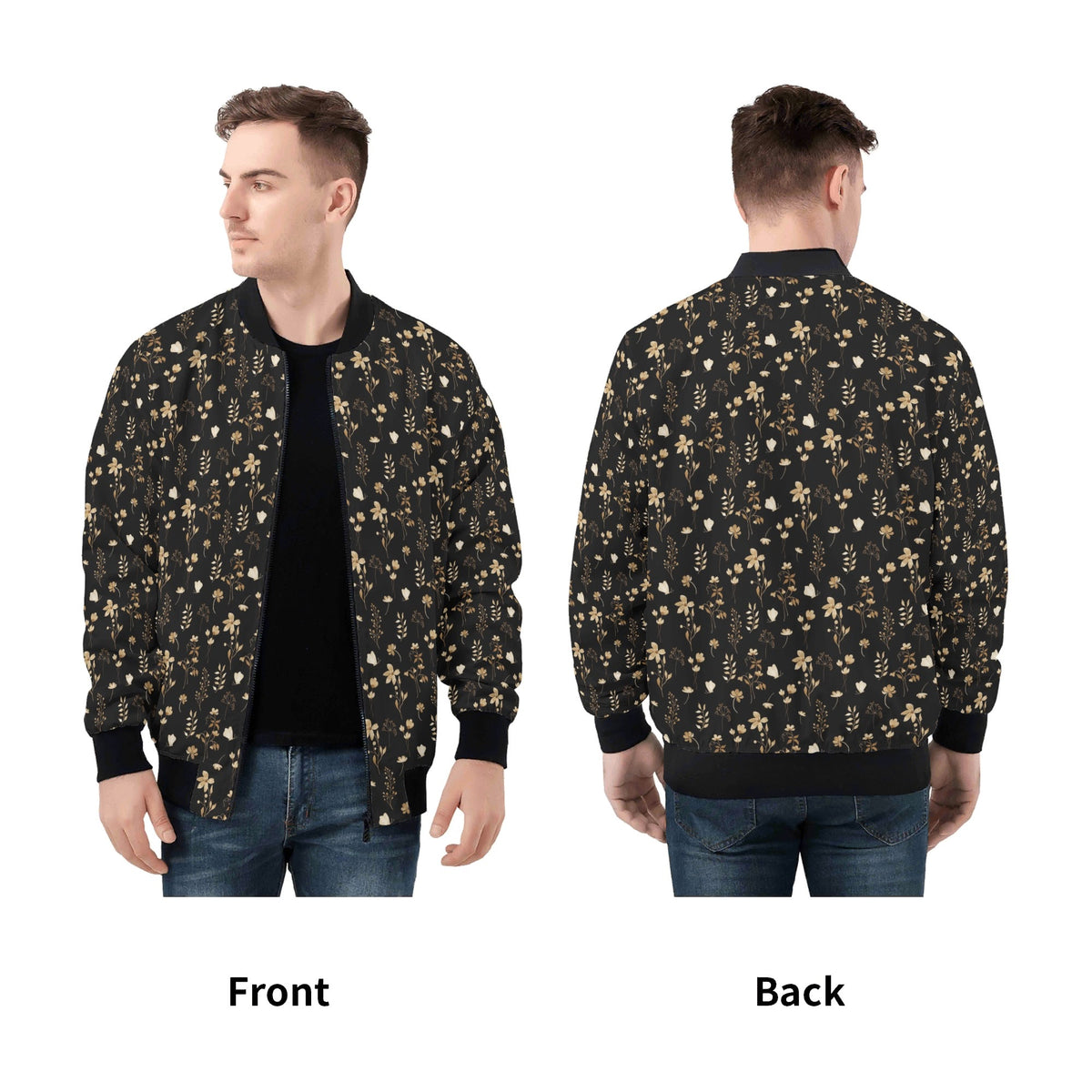 Dark Floral Mens Zip Up Bomber Jacket Mens Zip Up Bomber Jacket Printed Offshore