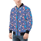 Planets On Blue Mens Zip Up Bomber Jacket Mens Zip Up Bomber Jacket Printed Offshore