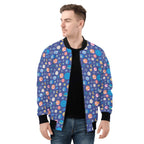 Planets On Blue Mens Zip Up Bomber Jacket Mens Zip Up Bomber Jacket Printed Offshore