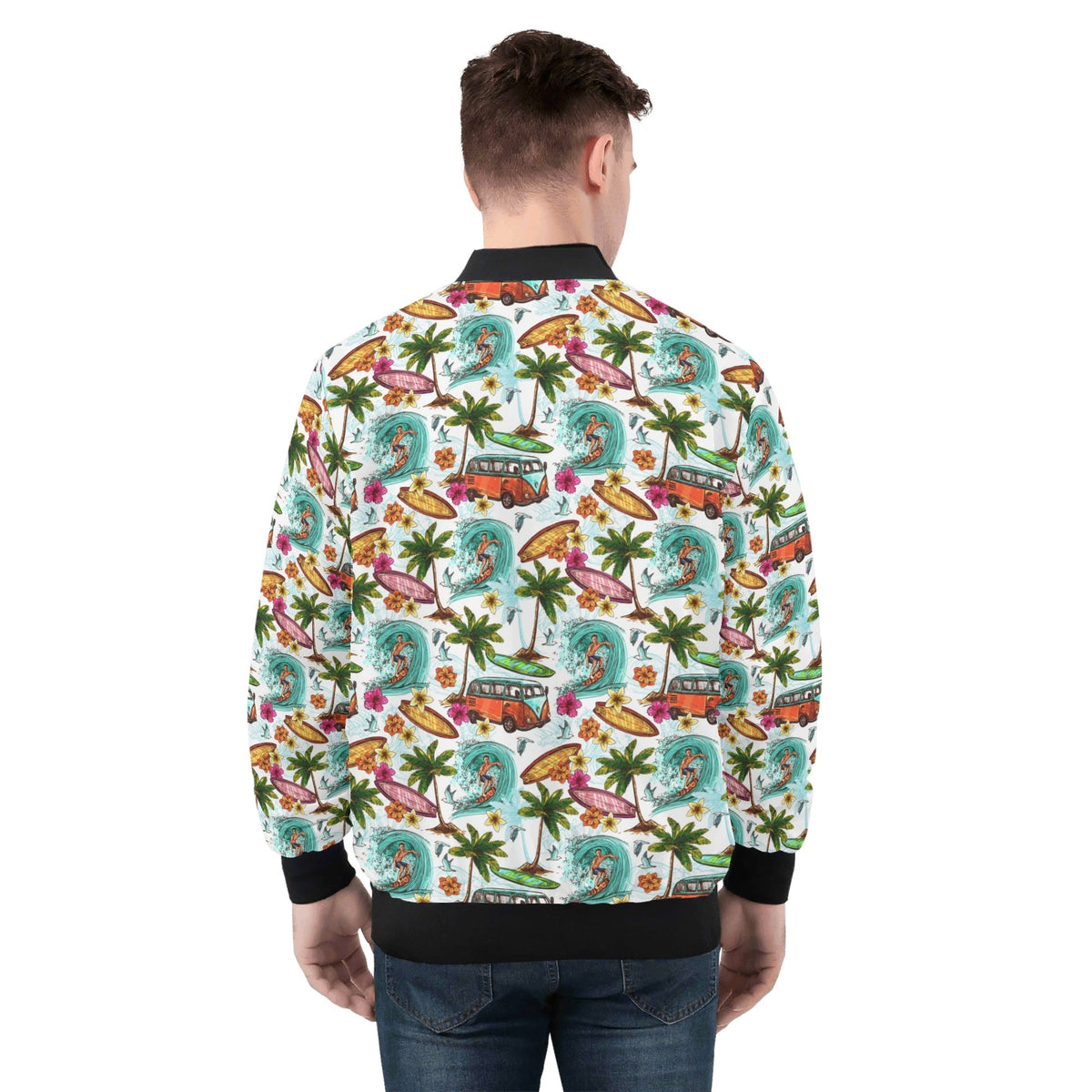 Surfing Safari Mens Zip Up Bomber Jacket Mens Zip Up Bomber Jacket Printed Offshore