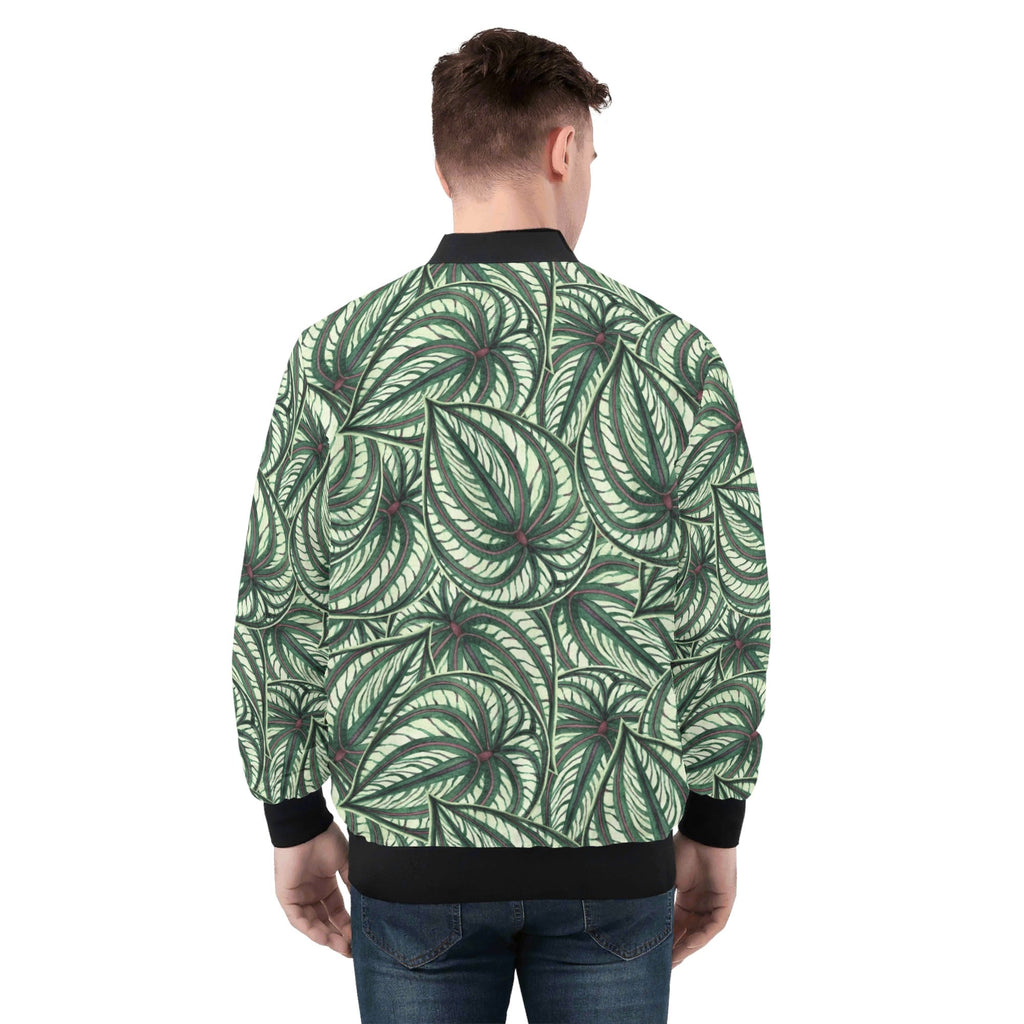 Stripy Leaves Mens Zip Up Bomber Jacket Mens Zip Up Bomber Jacket Printed Offshore
