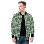 Stripy Leaves Mens Zip Up Bomber Jacket Mens Zip Up Bomber Jacket Printed Offshore