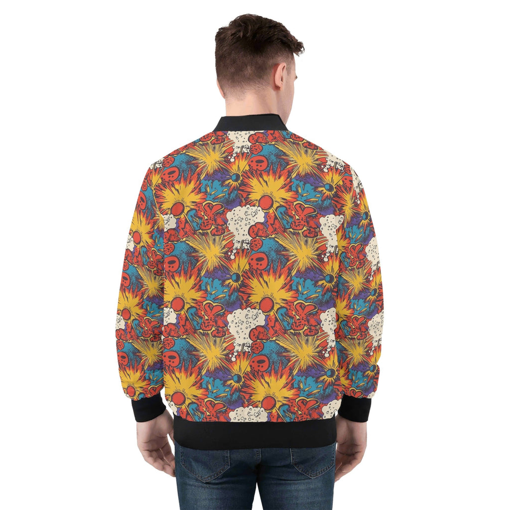 Comic Book Explosions Mens Zip Up Bomber Jacket Mens Zip Up Bomber Jacket Printed Offshore
