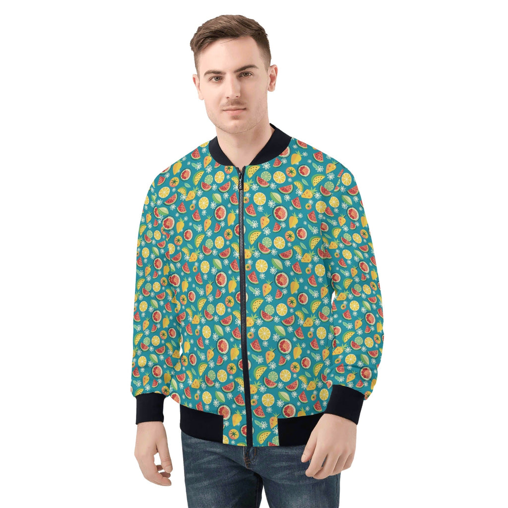 Summer Fruit Mens Zip Up Bomber Jacket 4XL Printed Offshore