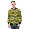 Yellow Flowers On Green Mens Zip Up Bomber Jacket 4XL Printed Offshore