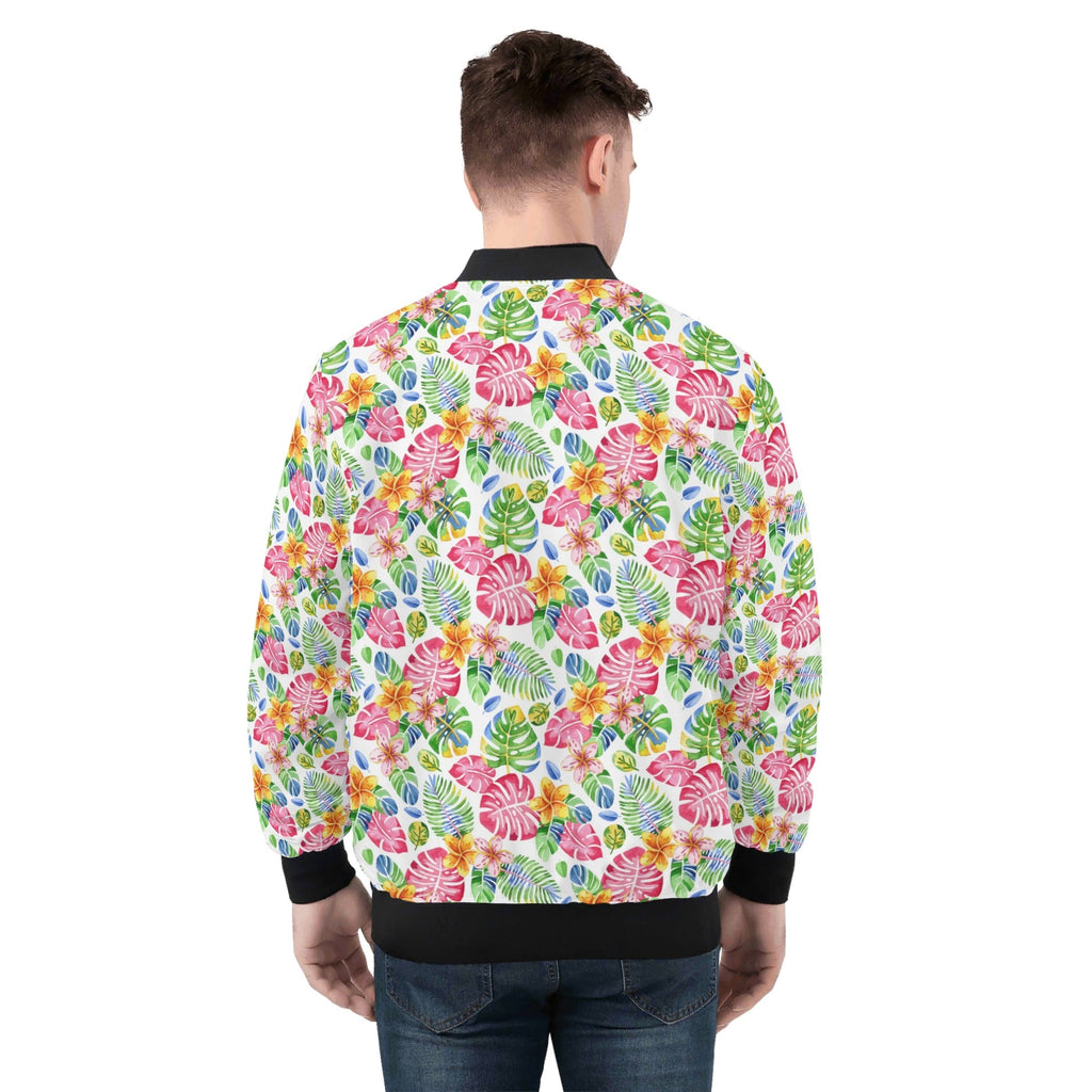 Bright Painted Tropical Mens Zip Up Bomber Jacket Printed Offshore