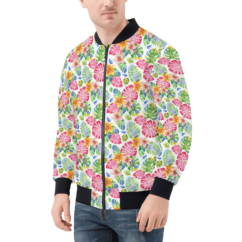 Bright Painted Tropical Mens Zip Up Bomber Jacket Printed Offshore