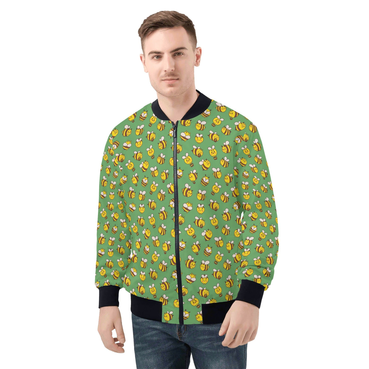 Busy Bees Mens Zip Up Bomber Jacket 4XL Printed Offshore