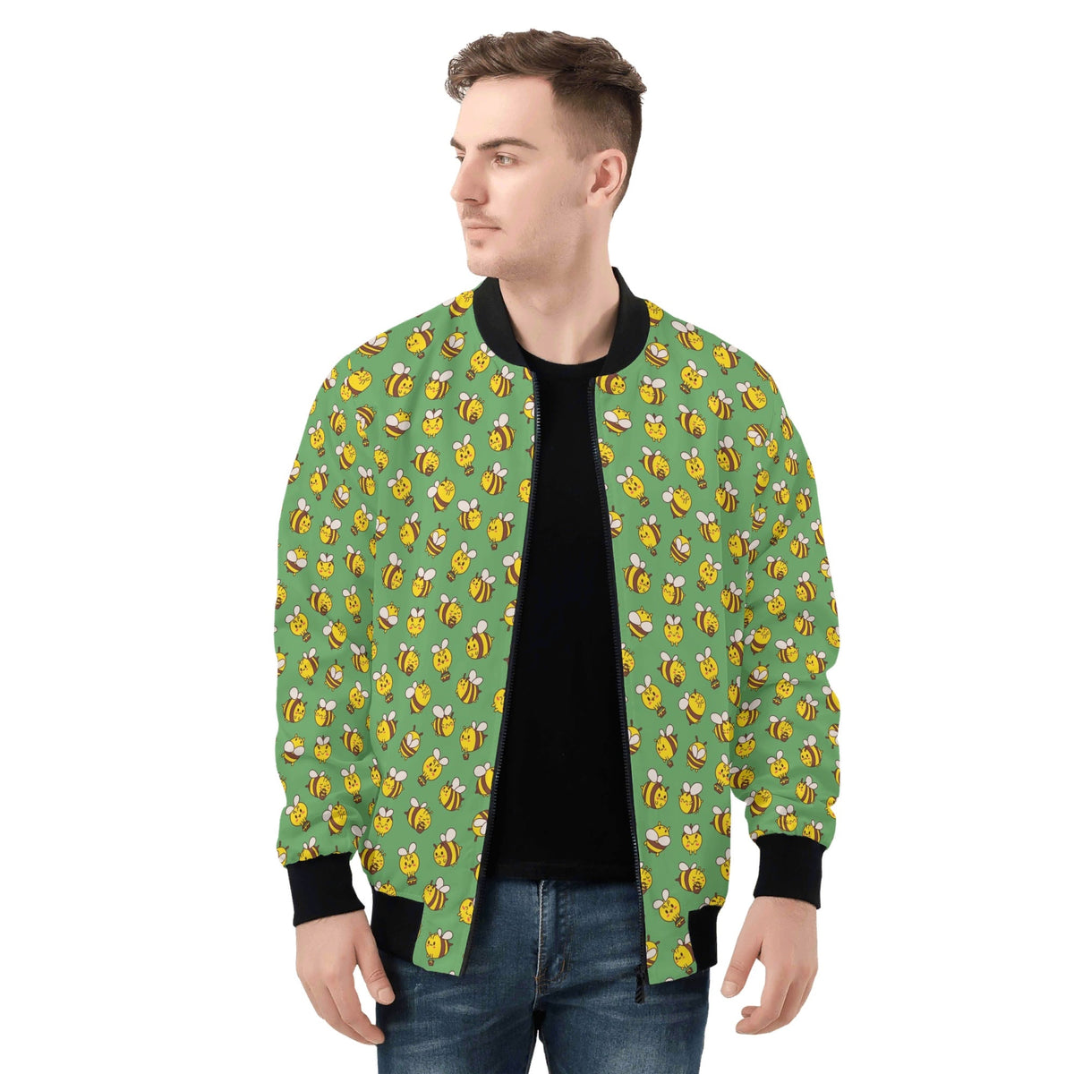 Busy Bees Mens Zip Up Bomber Jacket Printed Offshore