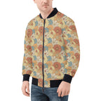 Vintage Retro Floral Mens Zip Up Bomber Jacket Printed Offshore