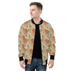 Vintage Retro Floral Mens Zip Up Bomber Jacket Printed Offshore