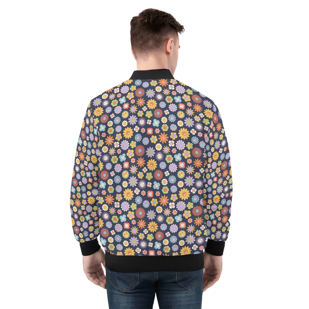 Groovy Flowers Mens Zip Up Bomber Jacket Printed Offshore