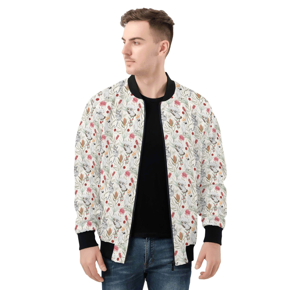 Australian Plants And Animals Mens Zip Up Bomber Jacket Mens Zip Up Bomber Jacket Printed Offshore