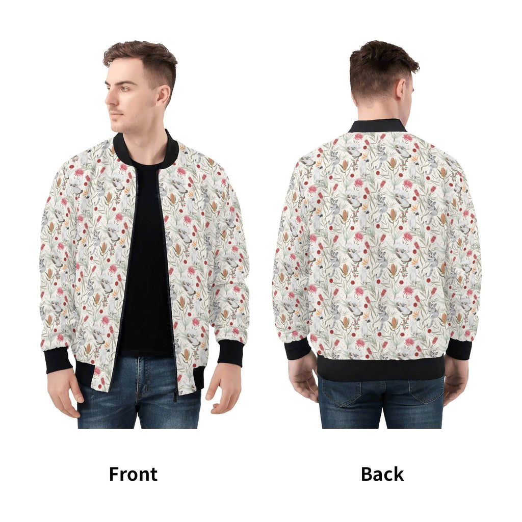 Australian Plants And Animals Mens Zip Up Bomber Jacket Mens Zip Up Bomber Jacket Printed Offshore