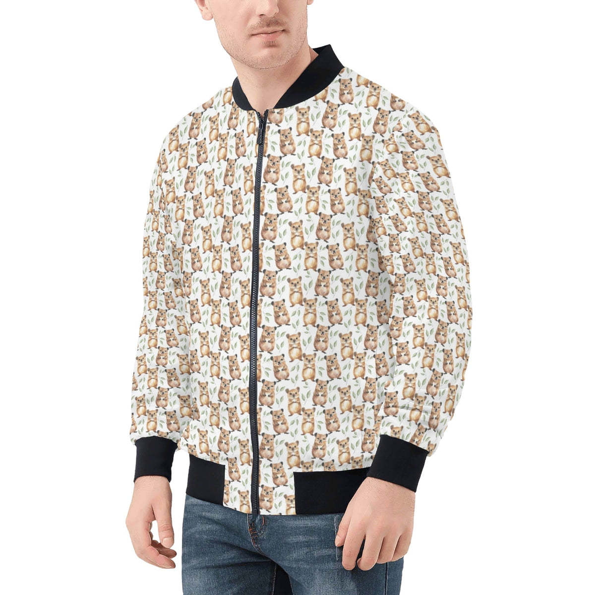 Quokkas Mens Zip Up Bomber Jacket Printed Offshore