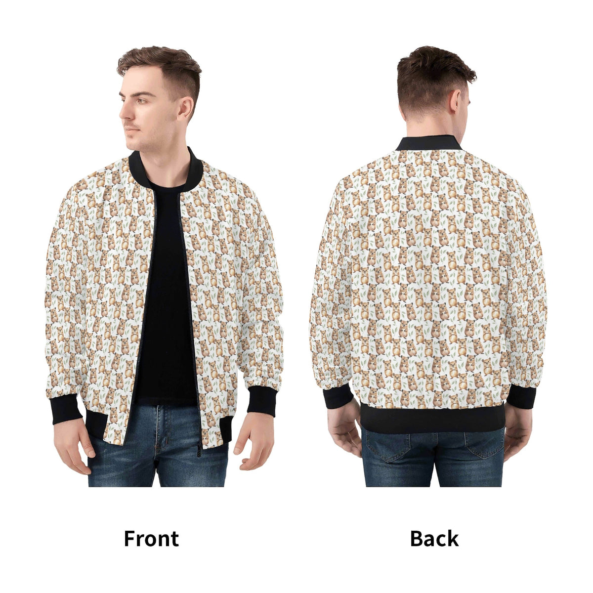 Quokkas Mens Zip Up Bomber Jacket Printed Offshore