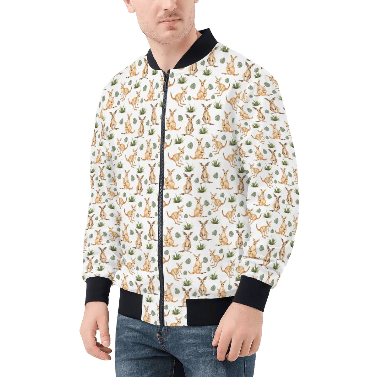 Kangaroos Mens Zip Up Bomber Jacket Printed Offshore