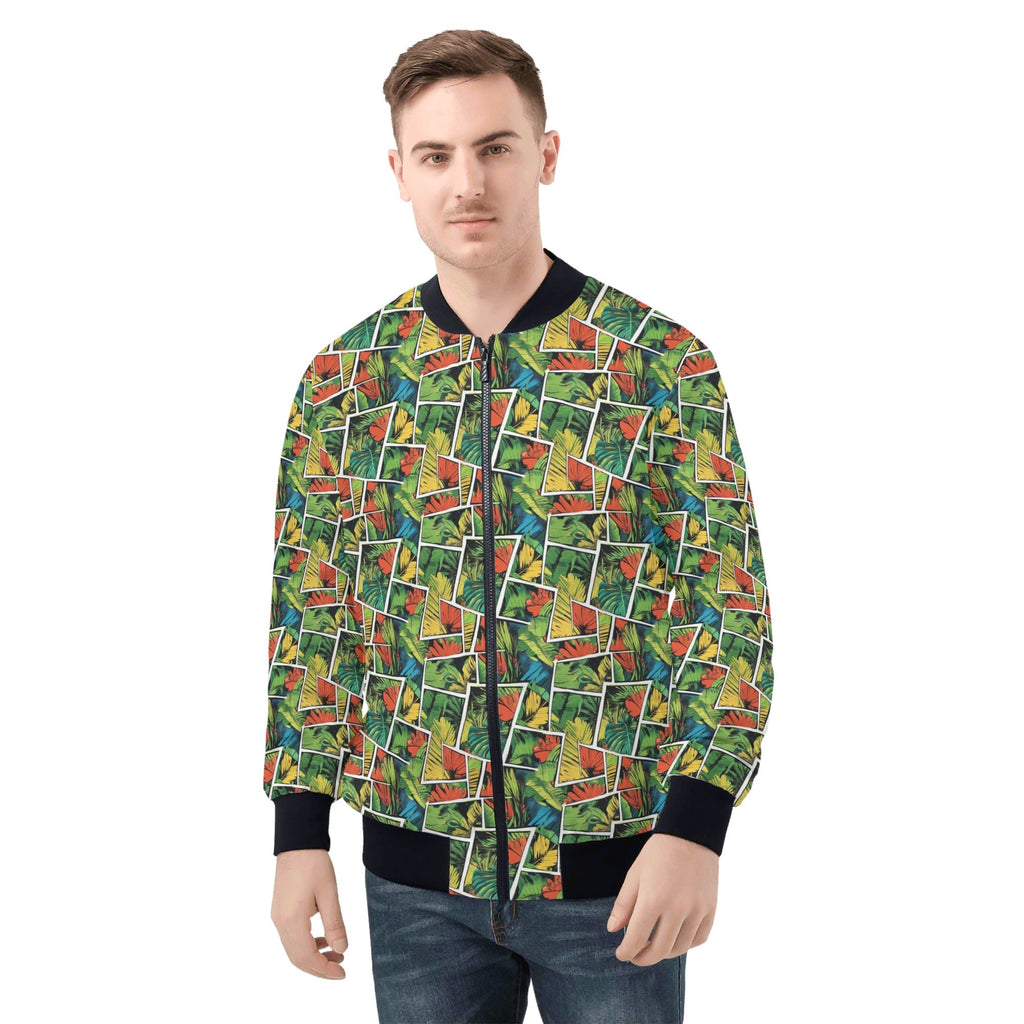 Tropical Comic Book Style Mens Zip Up Bomber Jacket 4XL Printed Offshore