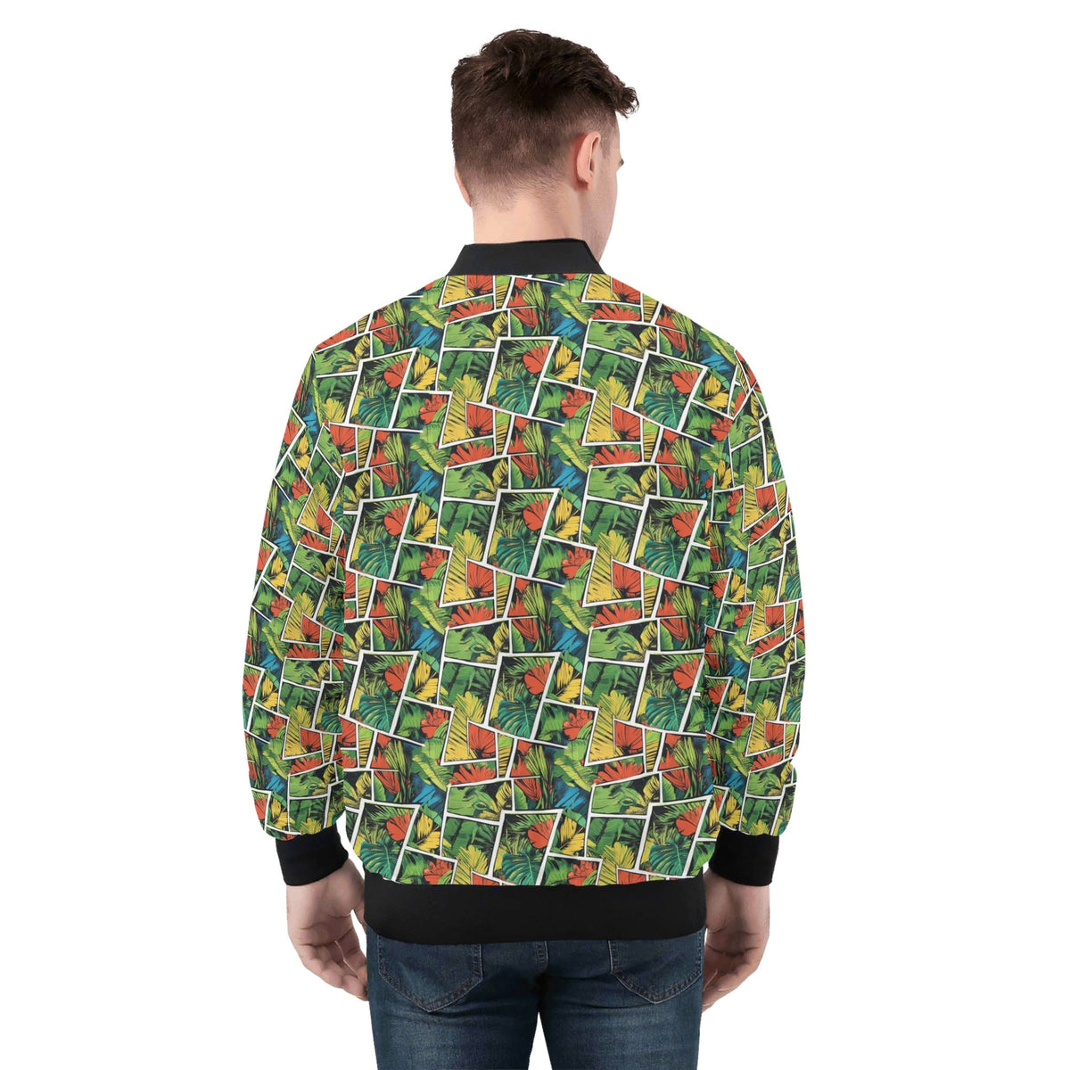 Tropical Comic Book Style Mens Zip Up Bomber Jacket Printed Offshore