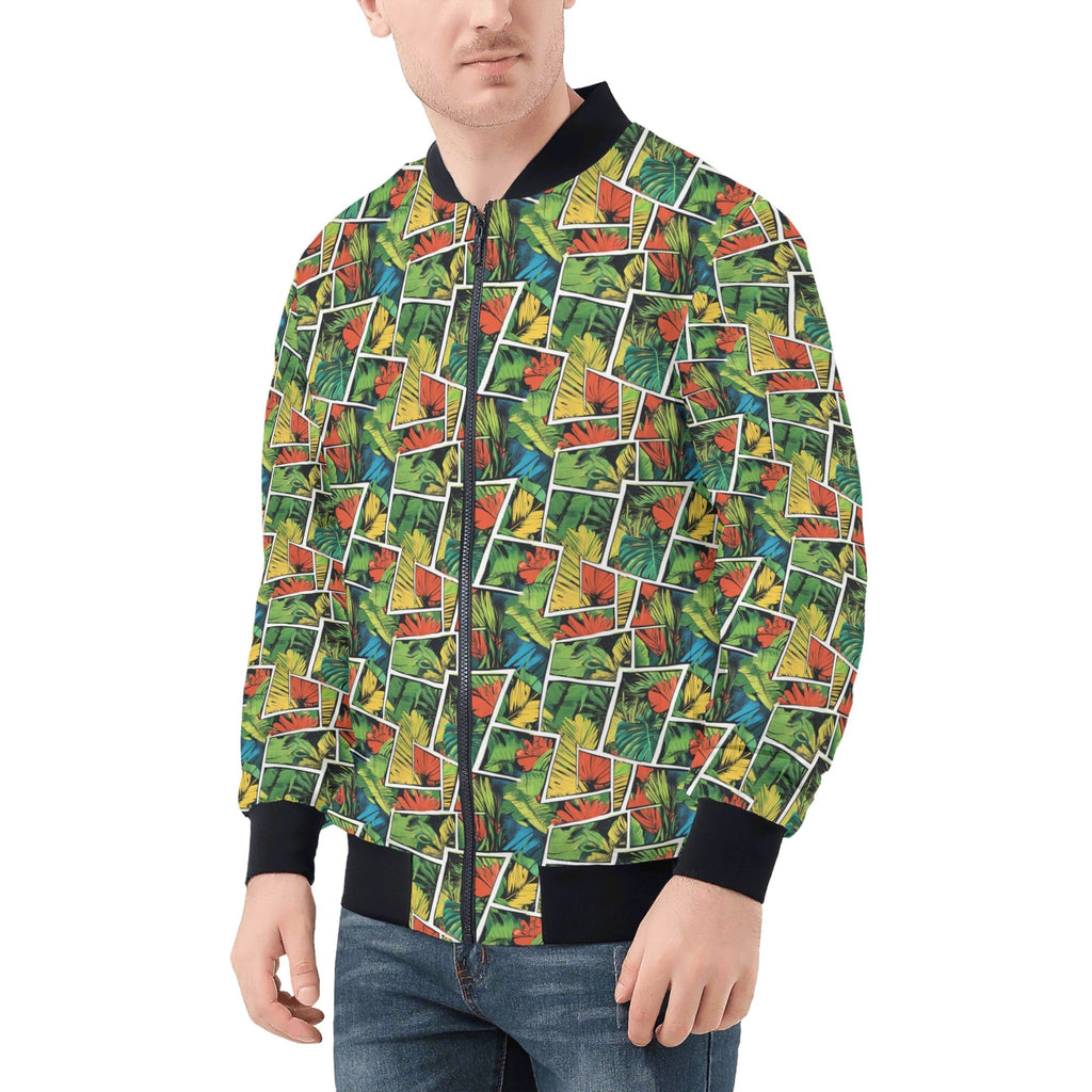 Tropical Comic Book Style Mens Zip Up Bomber Jacket Printed Offshore