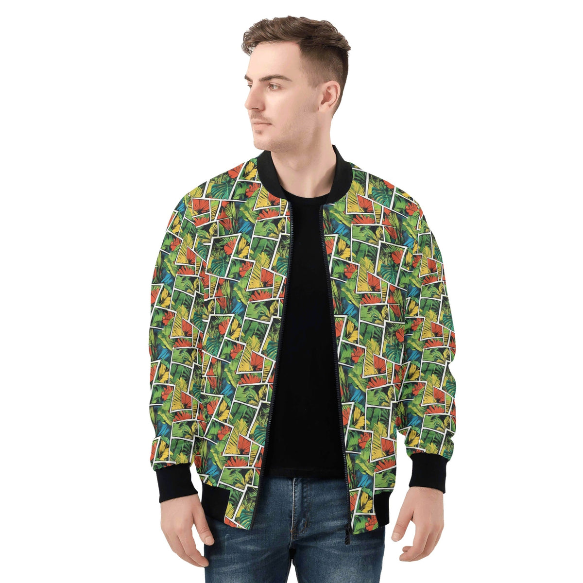Tropical Comic Book Style Mens Zip Up Bomber Jacket Printed Offshore