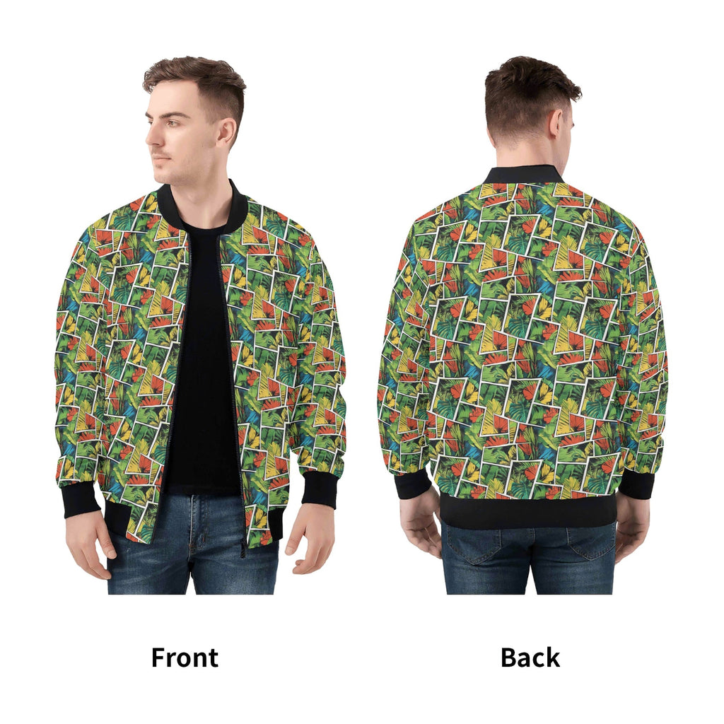 Tropical Comic Book Style Mens Zip Up Bomber Jacket Printed Offshore