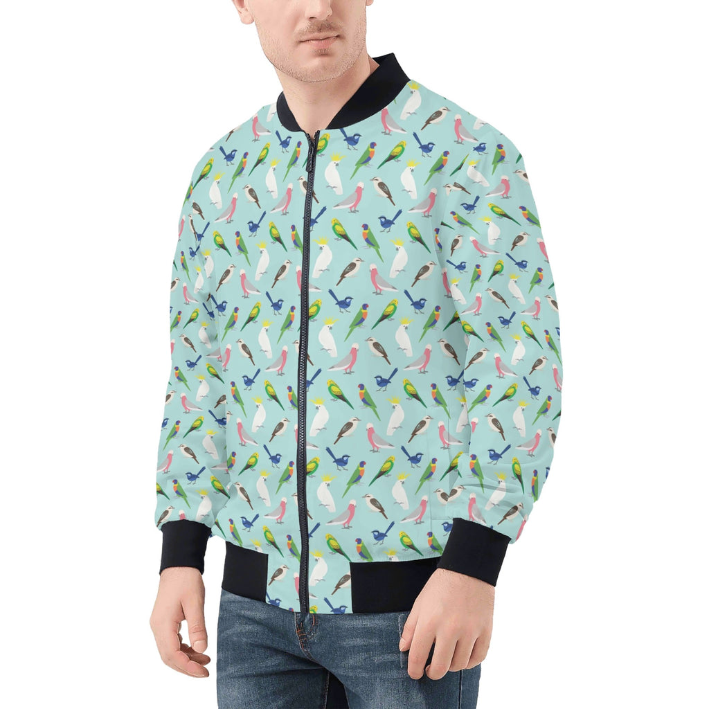 Australian Birds Mens Zip Up Bomber Jacket Printed Offshore